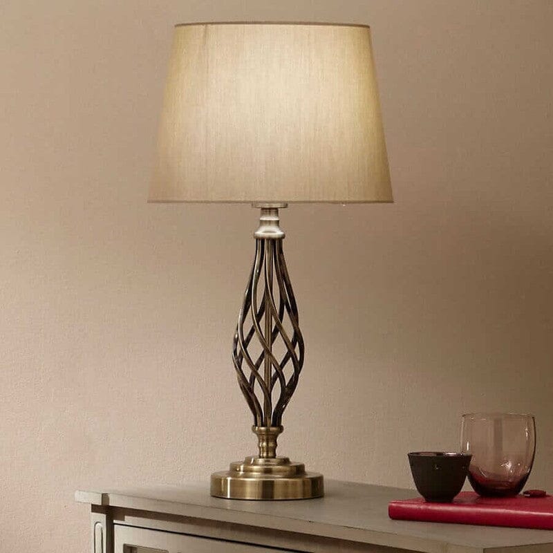 Antique Brass Metal Twist Detail Table Lamp Table Lamp Antique