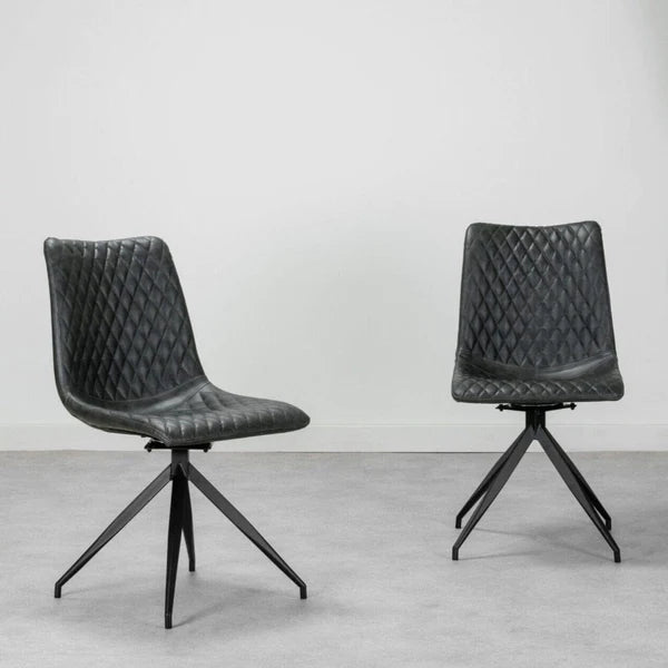 Black quilted online dining chair