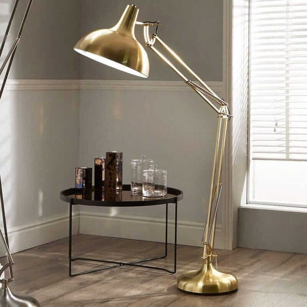 Brass Oversized Task Floor Lamp Floor Lamp Black & Copper 