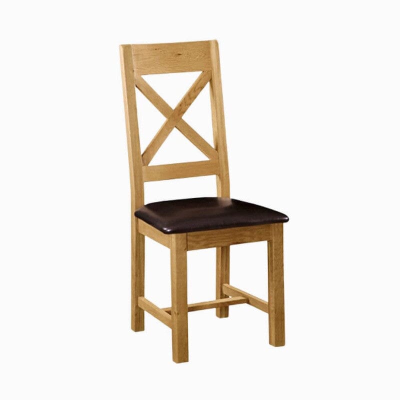 Cheltenham Cross Back Brown Faux Leather Dining Chair Set Of 2 Dining Chair Cheltenham