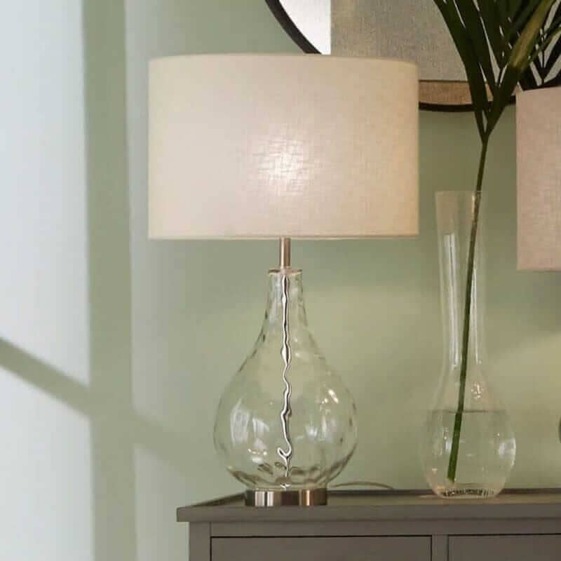 Clear Glass Table Lamp Table Lamp Black & Copper