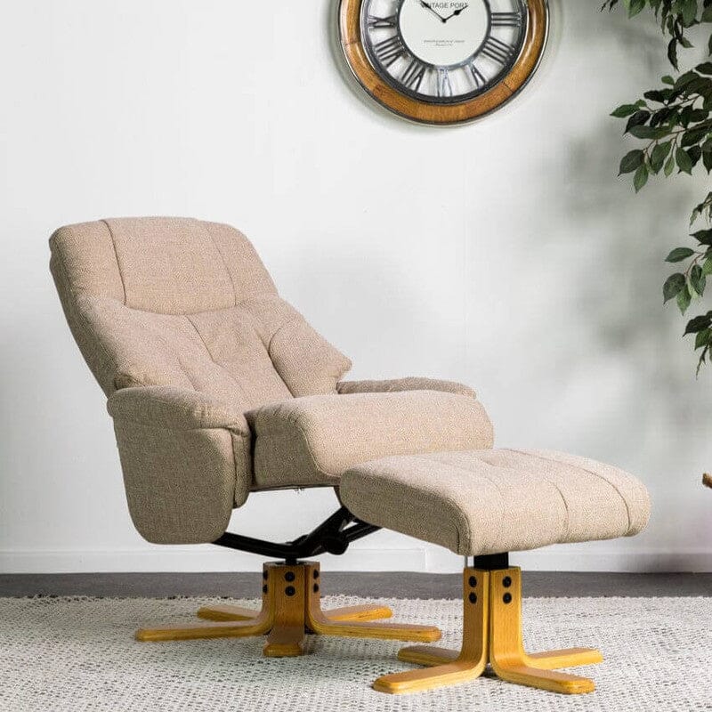 Dallas Fabric Swivel Recliner & Stool Recliner Dallas