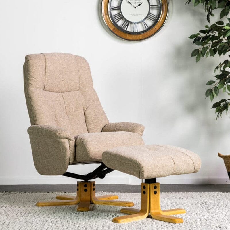 Dallas Fabric Swivel Recliner & Stool Recliner Dallas