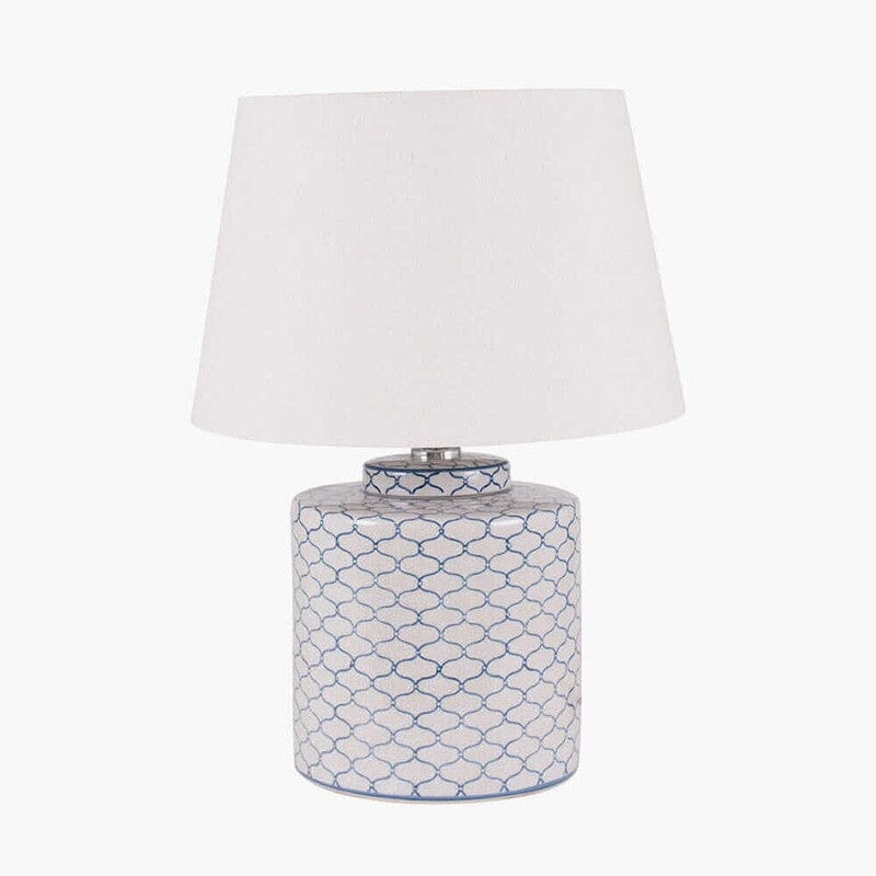 Grey and Blue Detail Ceramic Table Lamp Table Lamp Black & Copper