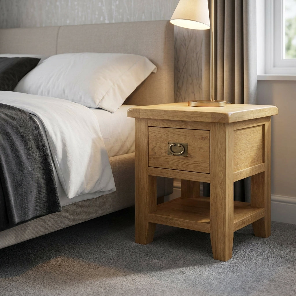 Cheltenham Oak Lamp Table With Drawer