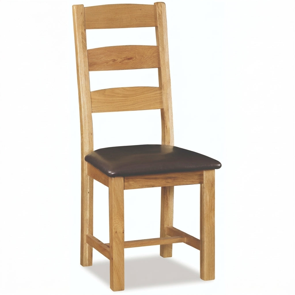 Cheltenham Oak Slatted Dining Chair With Pu Seat (Set of 2)