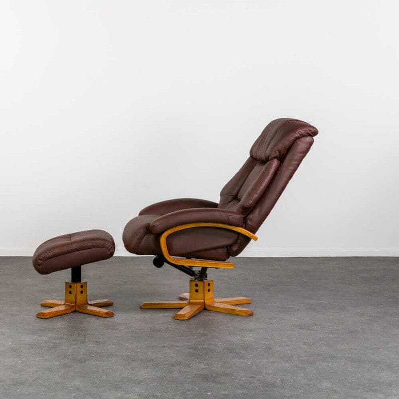 Nyla Chestnut Swivel Recliner & Stool Recliner Nyla