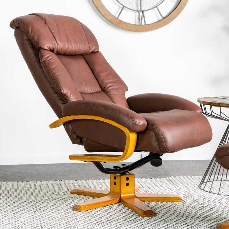 Nyla Chestnut Swivel Recliner & Stool Recliner Nyla