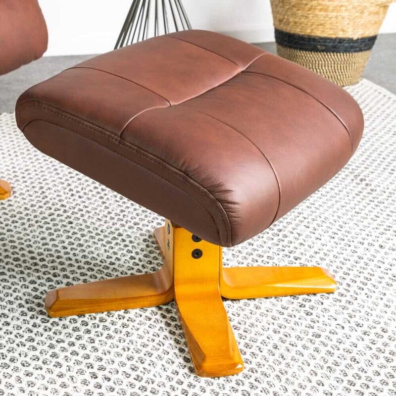 Nyla Chestnut Swivel Recliner & Stool Recliner Nyla