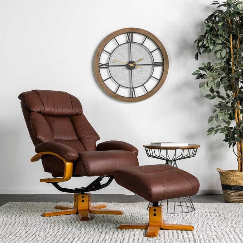 Nyla Chestnut Swivel Recliner & Stool Recliner Nyla
