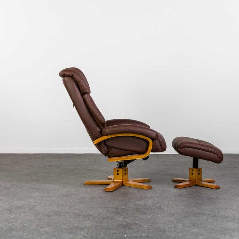 Nyla Chestnut Swivel Recliner & Stool Recliner Nyla