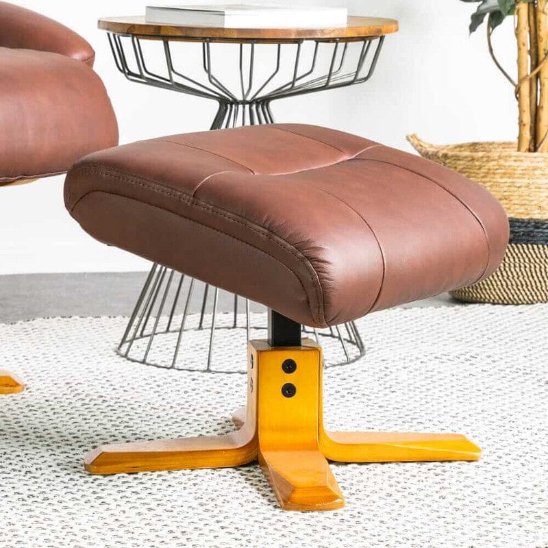 Nyla Chestnut Swivel Recliner & Stool Recliner Nyla