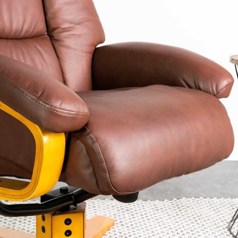 Nyla Chestnut Swivel Recliner & Stool Recliner Nyla