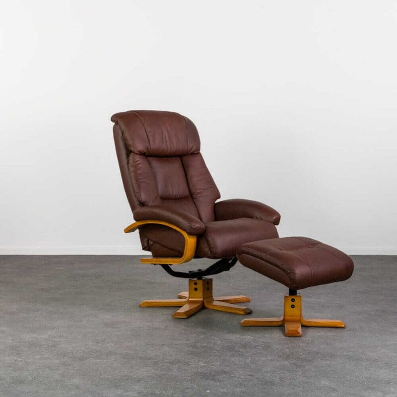 Nyla Chestnut Swivel Recliner & Stool Recliner Nyla