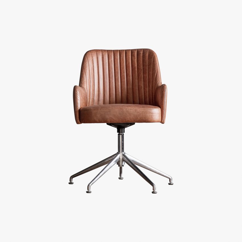 Atria Brown Leather Swivel Chair