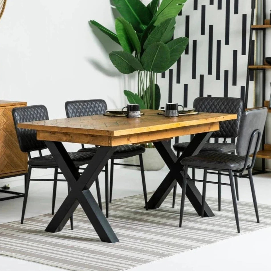 Black cross leg dining table deals