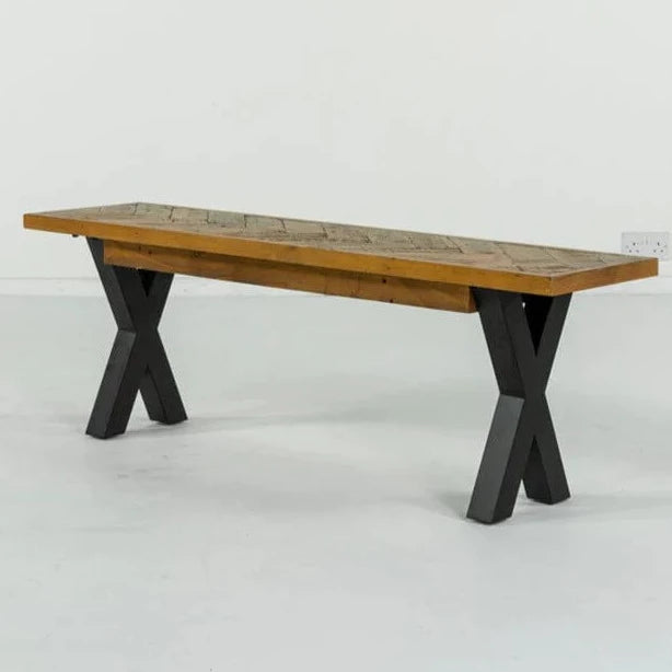 Tulsa Cross Leg Reclaimed Wood Bench Bench Tulsa