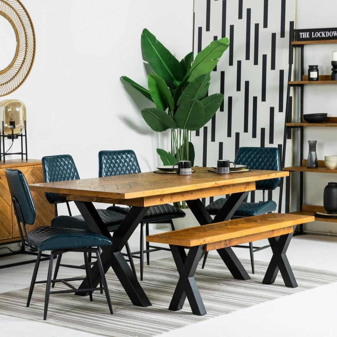 Tulsa Cross Leg Reclaimed Wood Bench Bench Tulsa