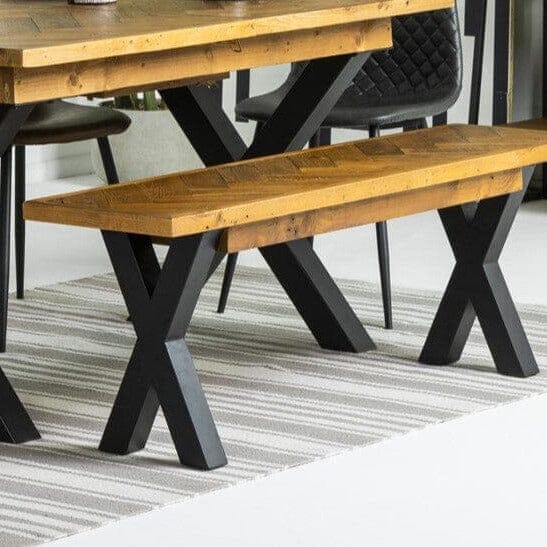 Tulsa Cross Leg Reclaimed Wood Bench Bench Tulsa