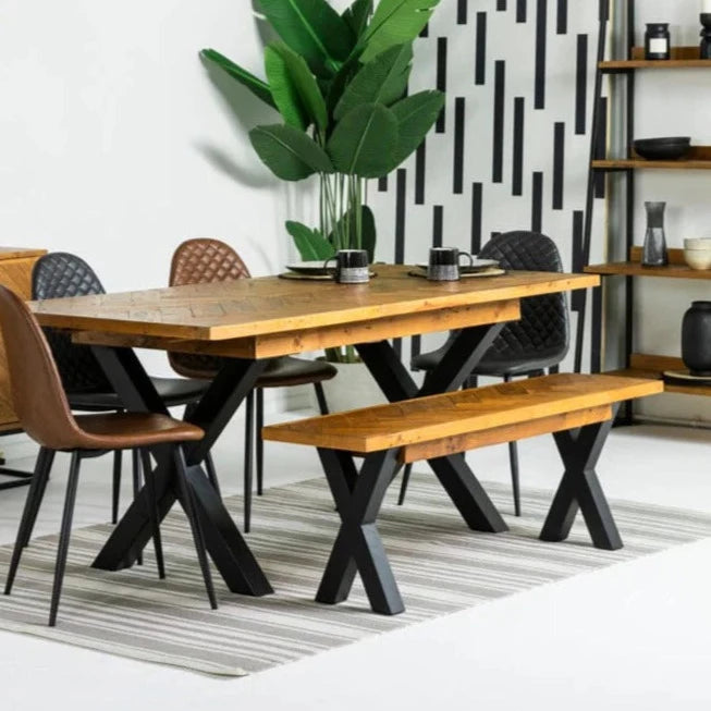 Tulsa Cross Leg Reclaimed Wood Bench Bench Tulsa