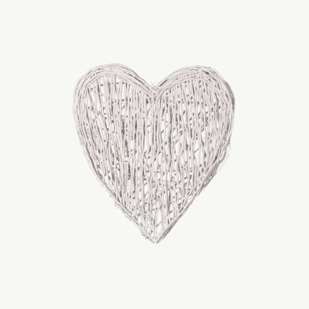 Large White Wicker Heart Homeware Kubu