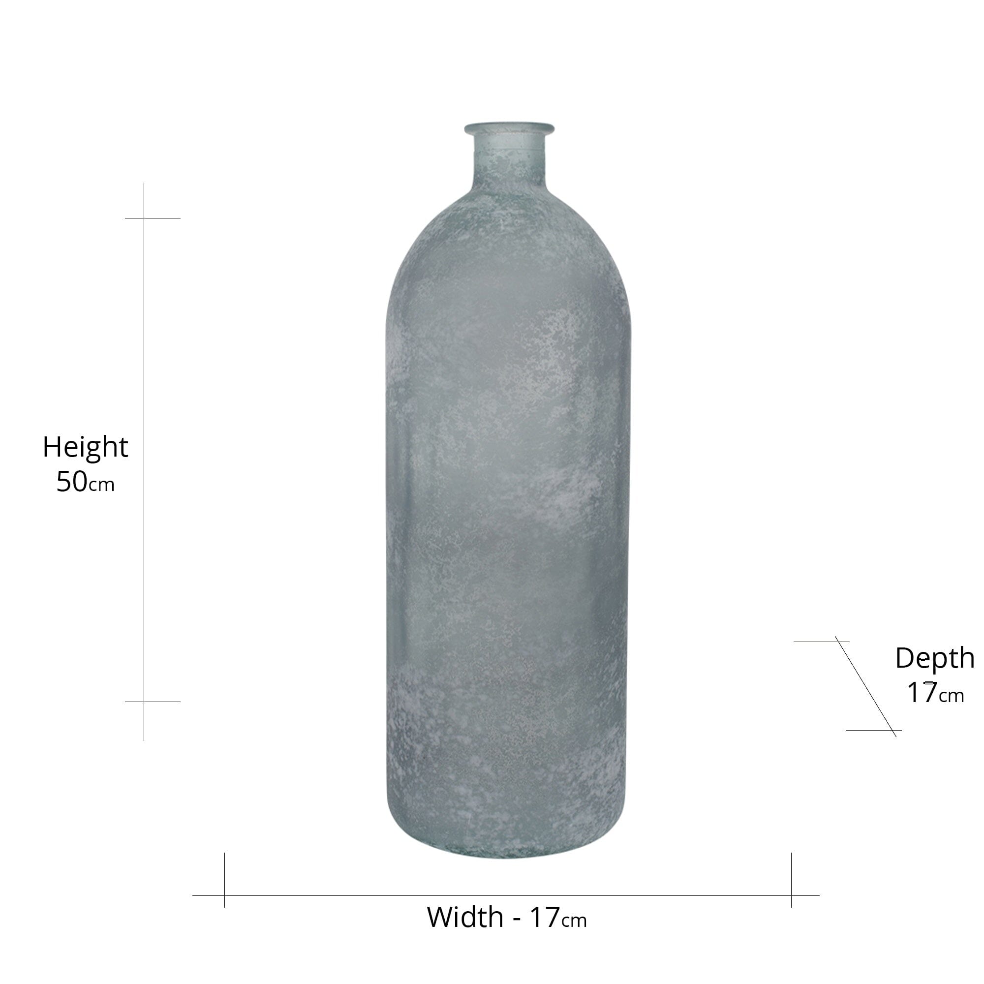 Mottled Grey Recycled Glass Escavo Bottle Large Furniture Black & Copper