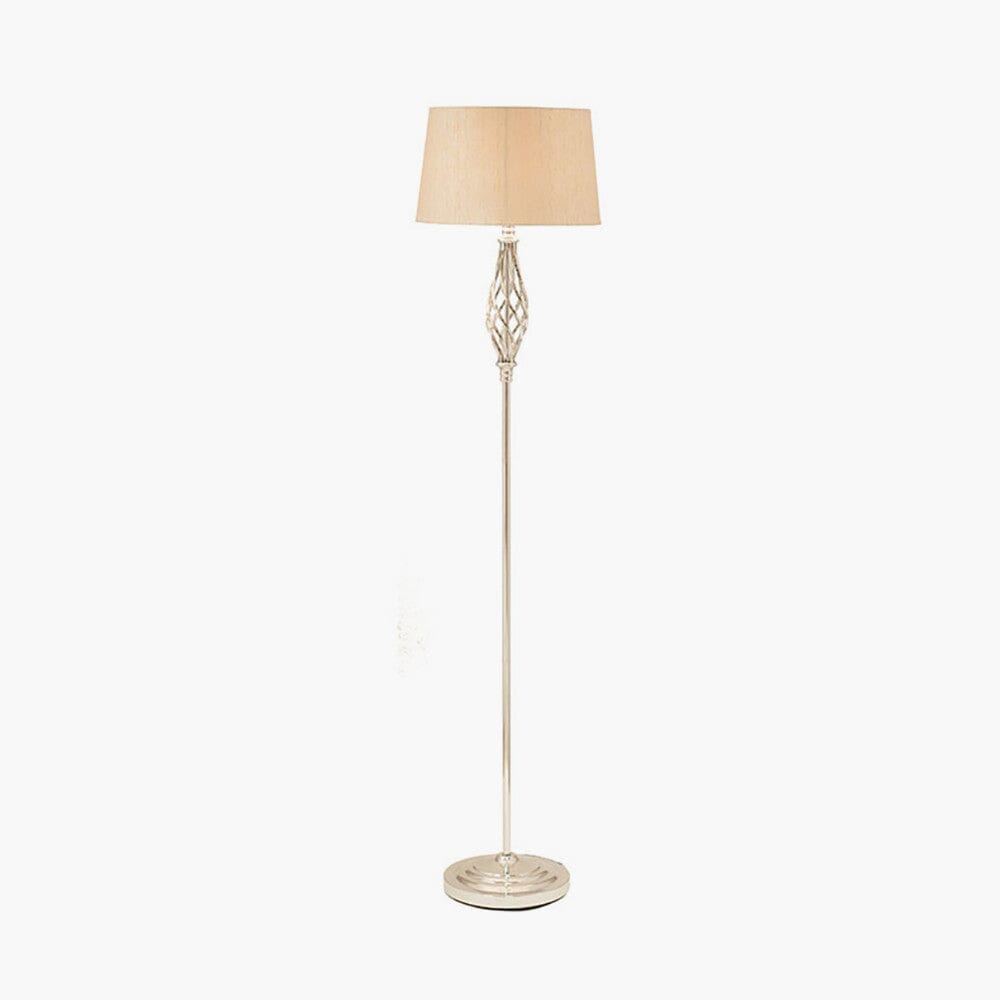 Silver Metal Twist Detail Floor Lamp Floor Lamp Black & Copper