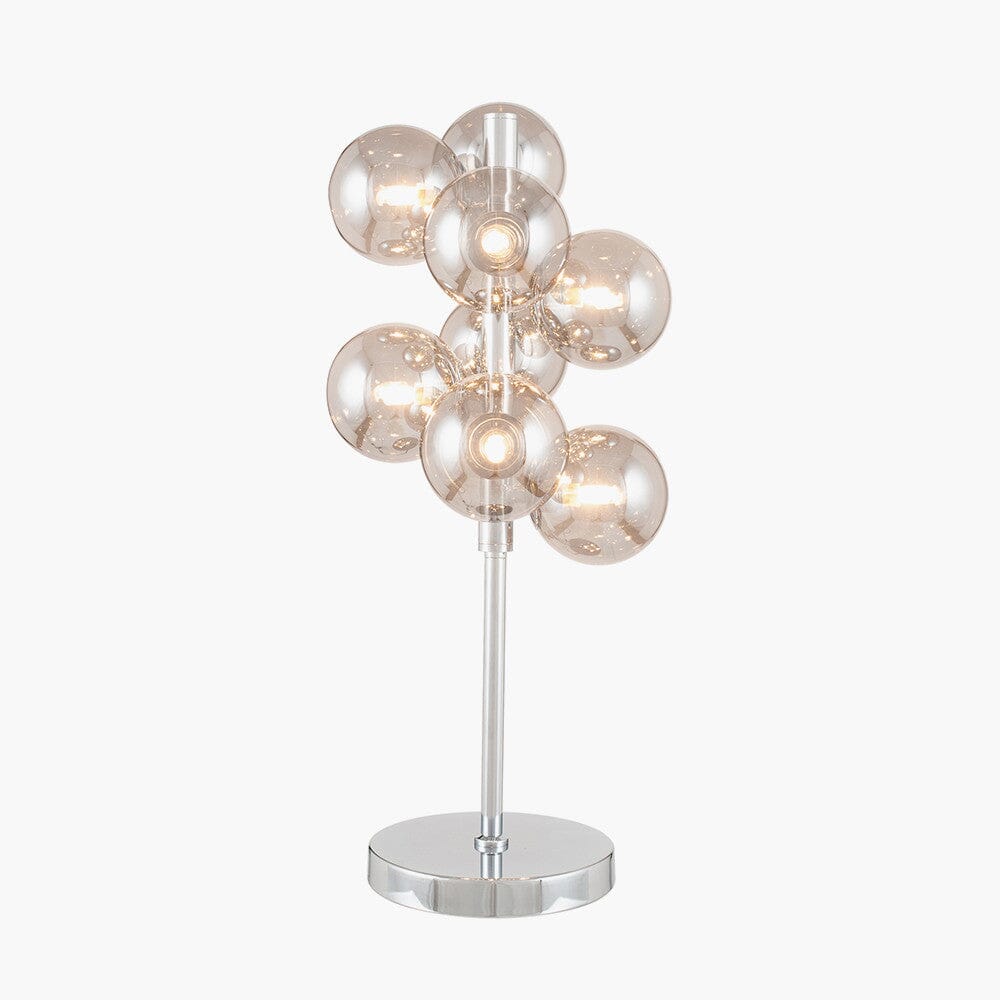 Smoke Glass Orb and Chrome Table Lamp Table Lamp Black & Copper