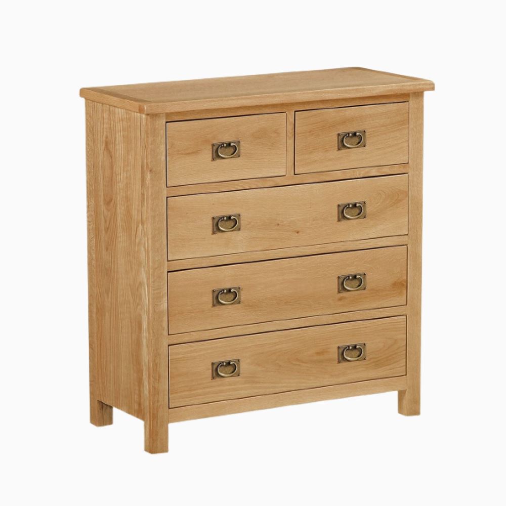 Surrey Oak Compact Chest 2 Over 3 Chest of Drawers FWHomestores