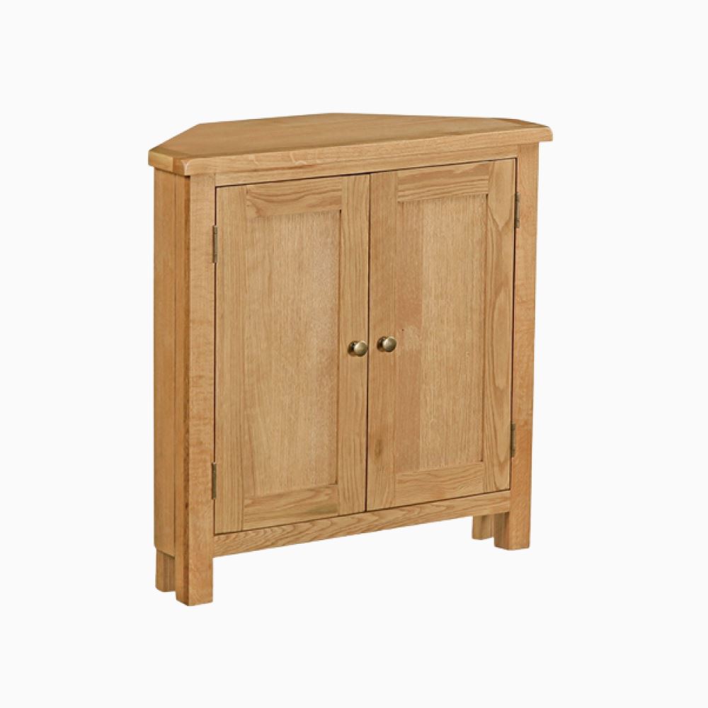 Surrey Oak Compact Corner Cupboard Cupboard Global Home