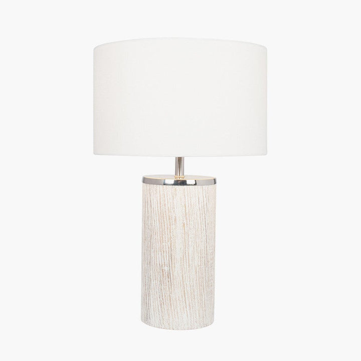White Wash Wood Column Table Lamp Table Lamp Black & Copper 