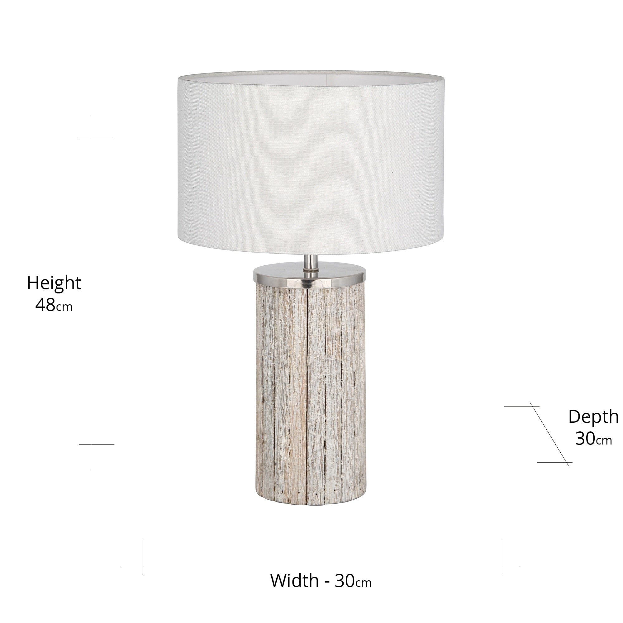 White Wash Wood Column Table Lamp Table Lamp Black & Copper