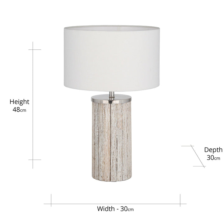 White Wash Wood Column Table Lamp Table Lamp Black & Copper 