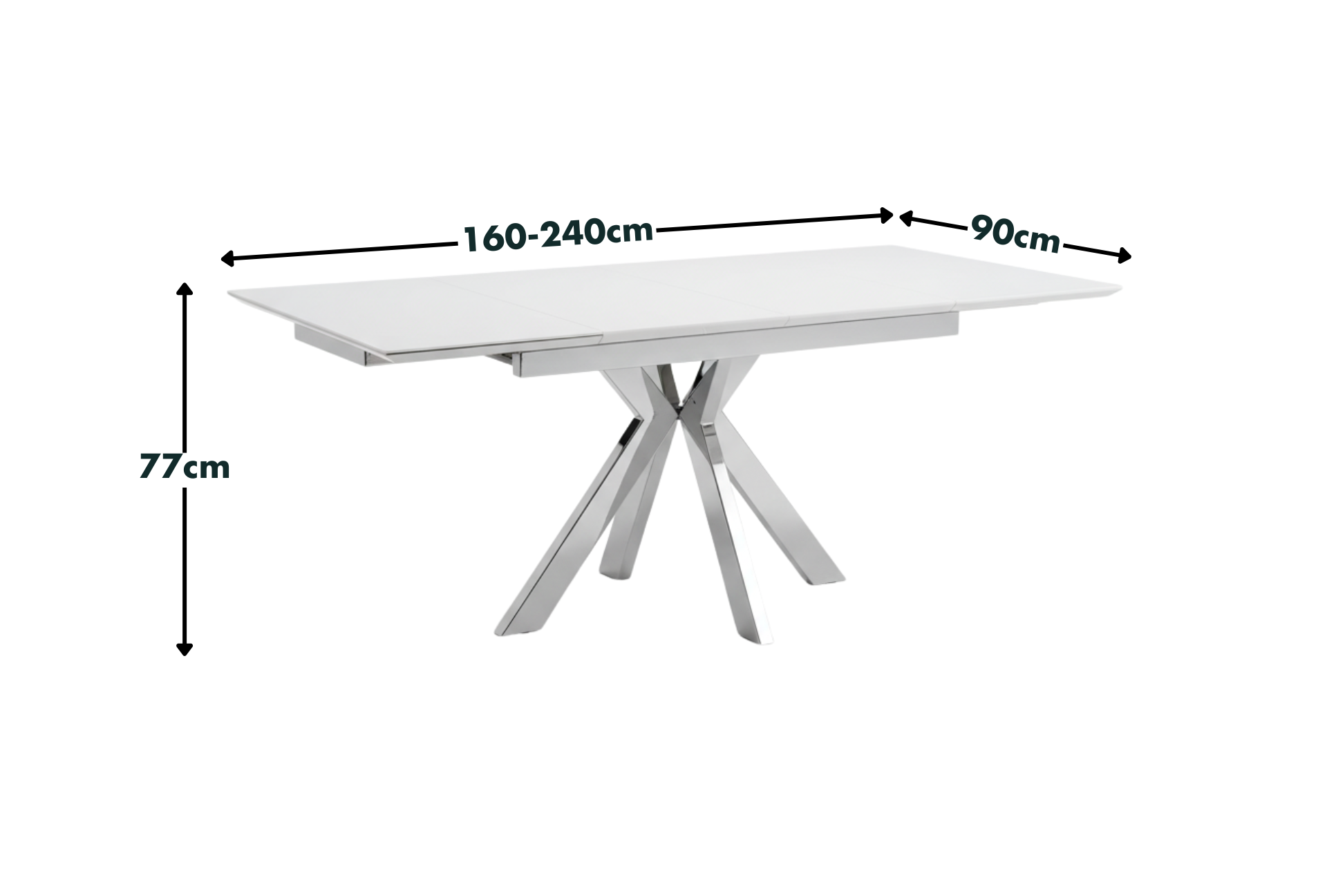 Vegas Light Grey Extendable Ceramic Dining Table with Chrome Leg (160cm-240cm)