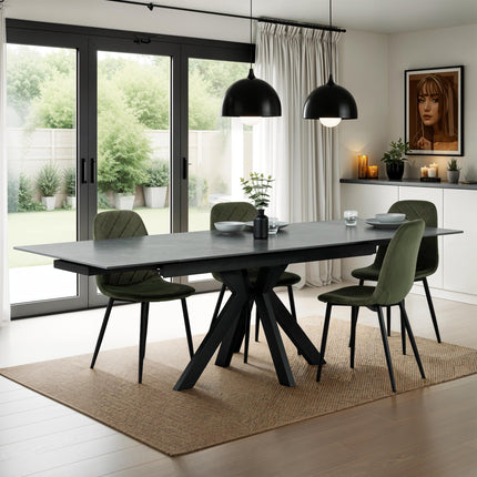 Olympia Dark Grey Ceramic Extendable Dining Table (160cm-240cm)