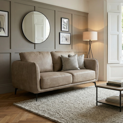 Marlow Brown Recycled PU Fabric 2 Seater Sofa