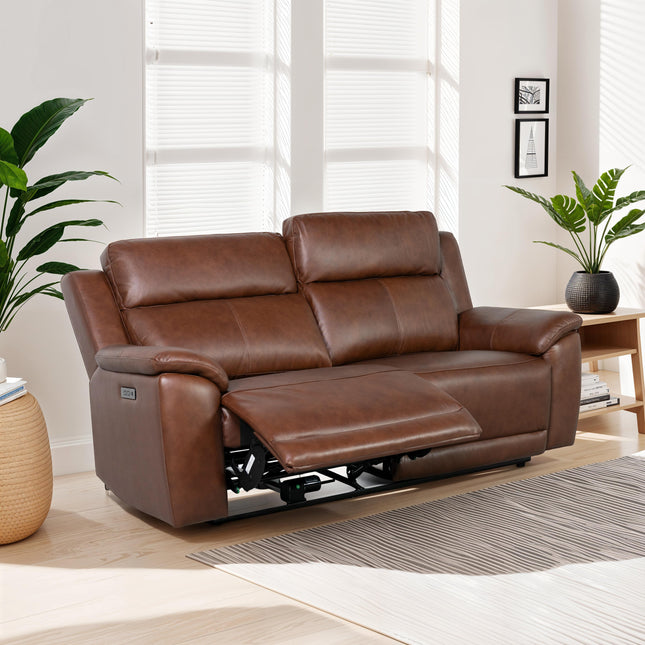 New Hampshire 3 Seater Leather Power Recliner Sofa