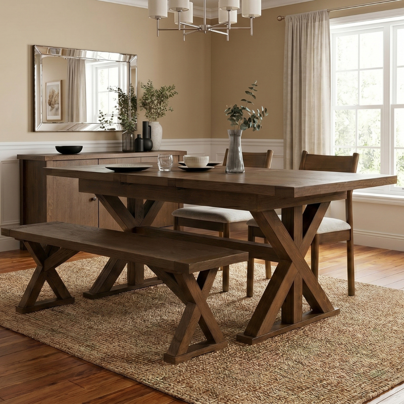 Quebec Oak Extending Dining Table