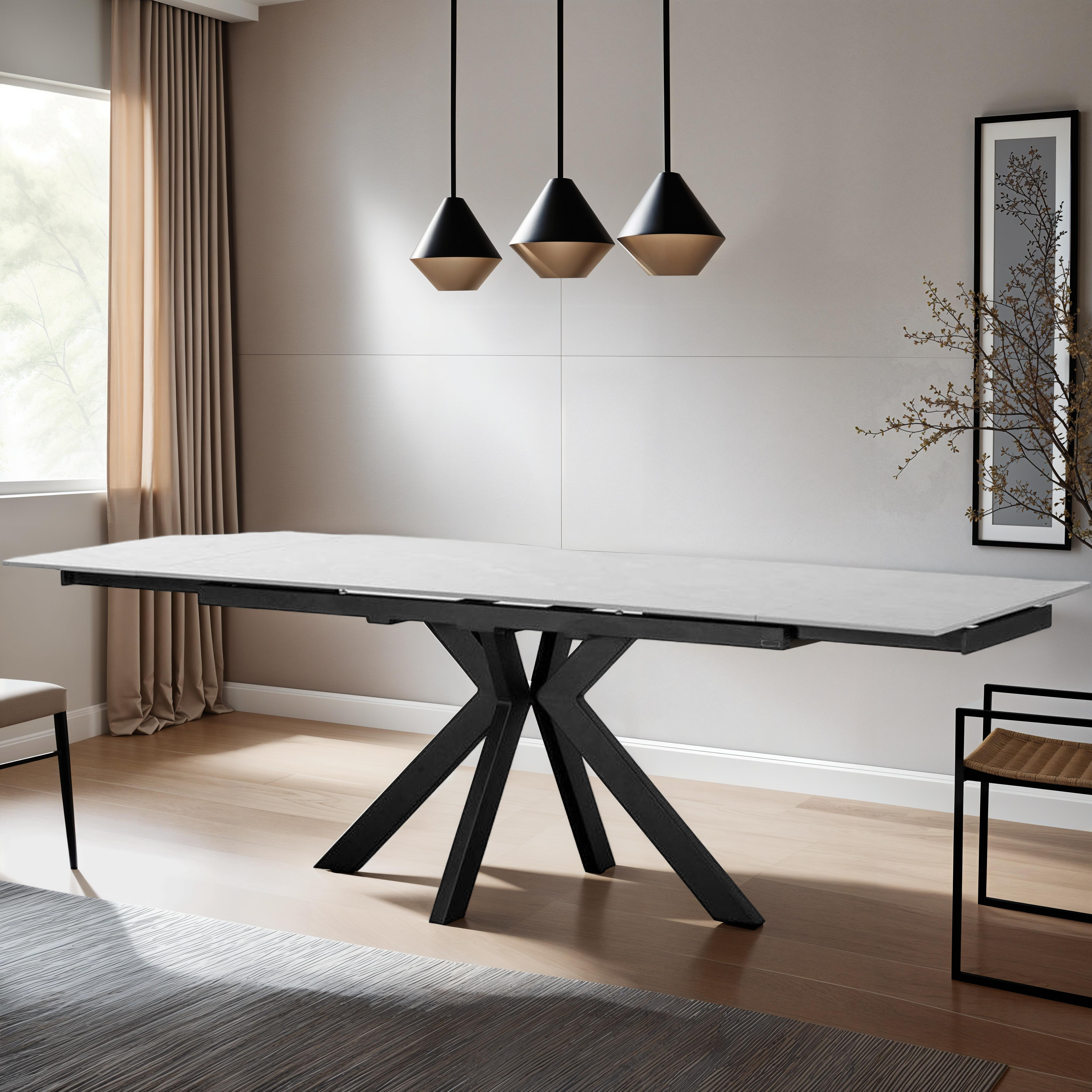 Olympia Light Grey Gloss Ceramic Extendable Dining Table (160cm-240cm)