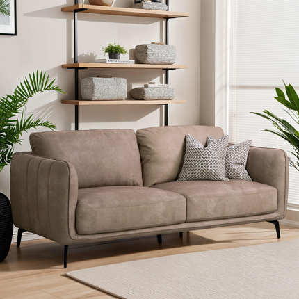 Marlow Brown Recycled PU Fabric 3 Seater Sofa
