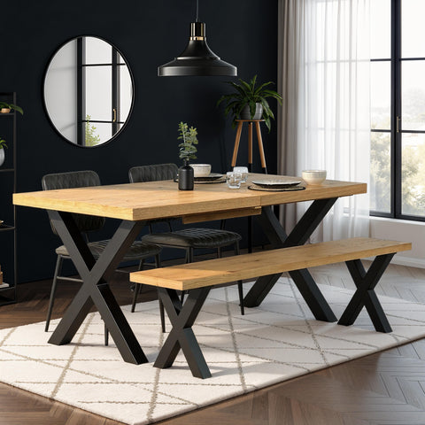 Montana Oak Cross Leg Extending Dining Table (180cm-240cm)