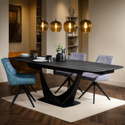 Cosmo Black Ceramic Extending Dining Table (160cm - 240cm)