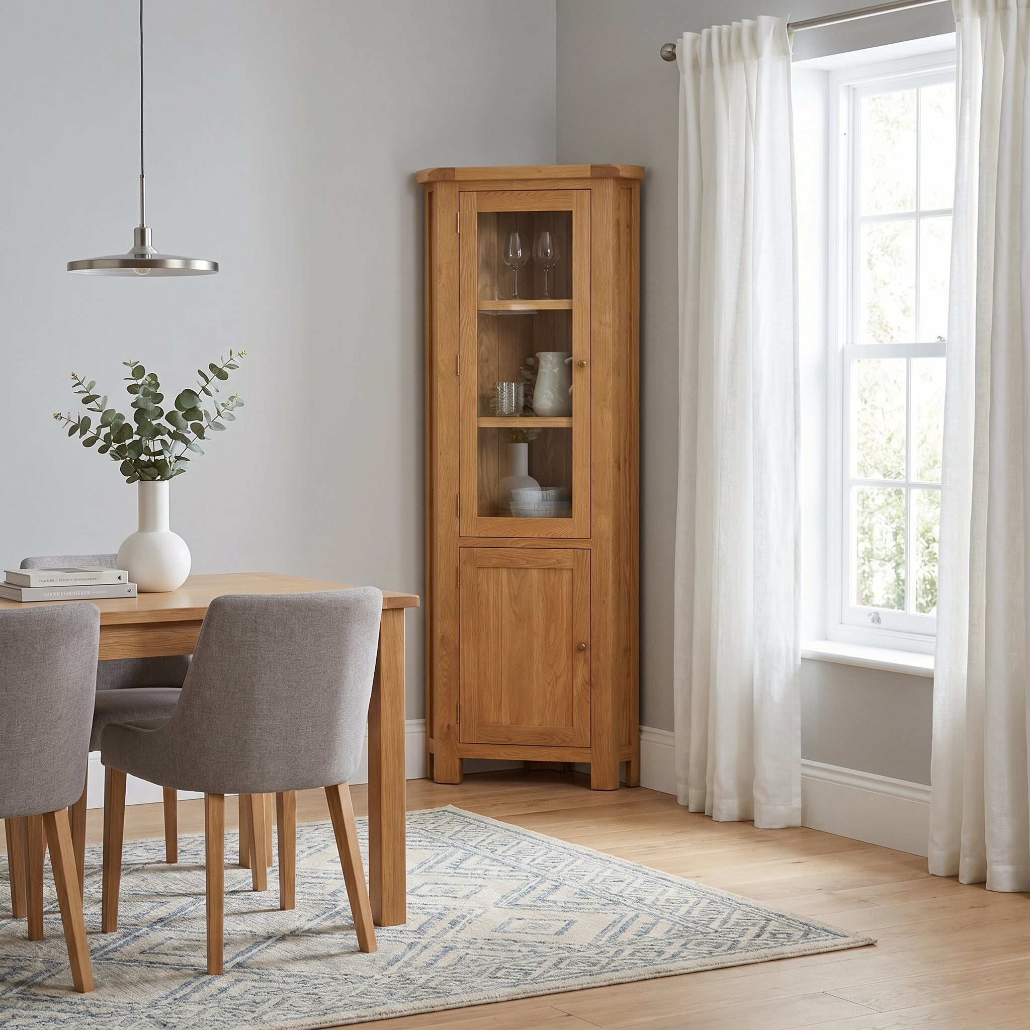 Cheltenham Oak Corner Display Cabinet