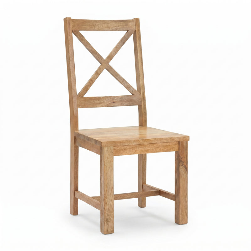 Mango Wood Cross Back Dining Chair Set of 2