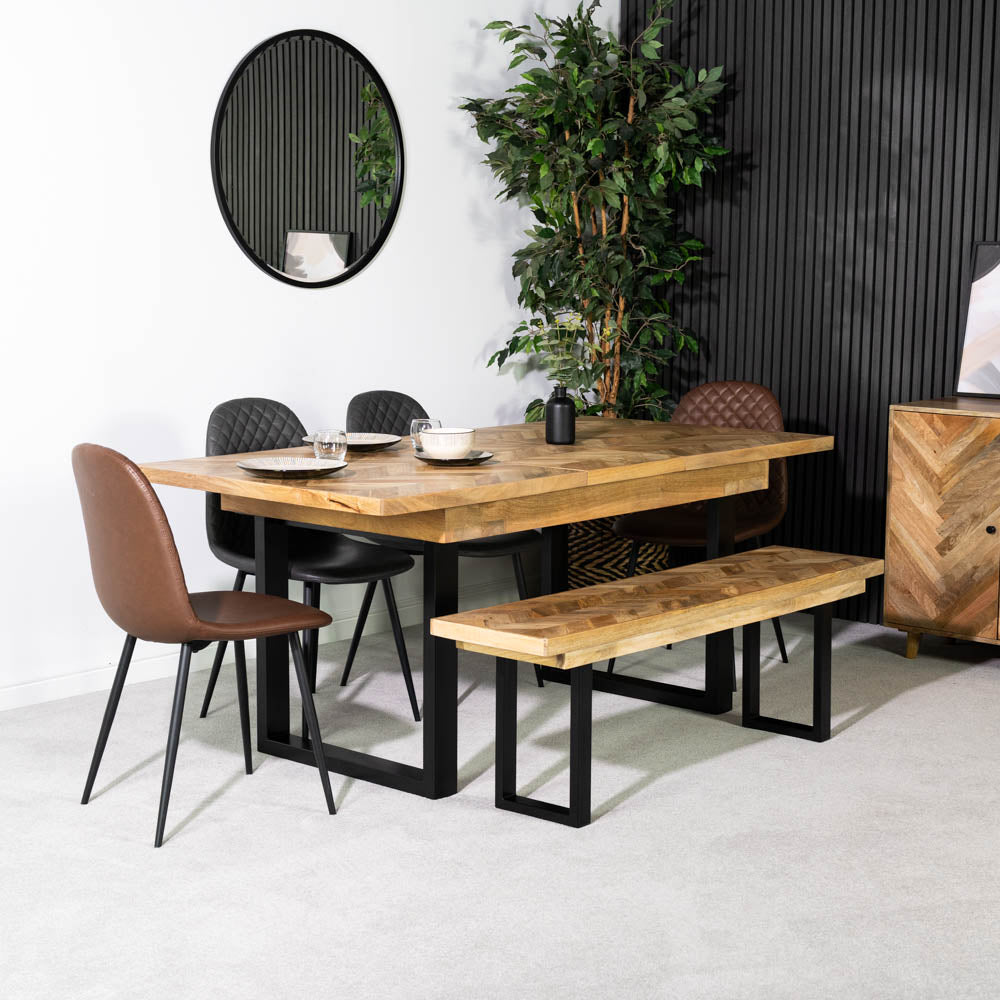 Nautilus Mango Wood Extending Dining Table & Dallas Brown Dining Chairs