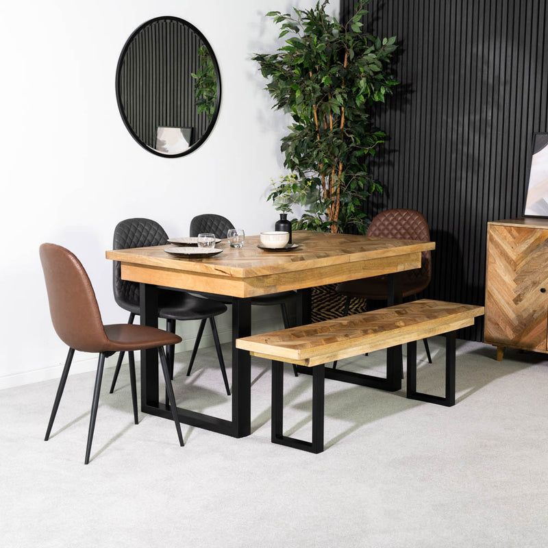 Nautilus Mango Wood Extending Dining Table & Dallas Grey Dining Chairs