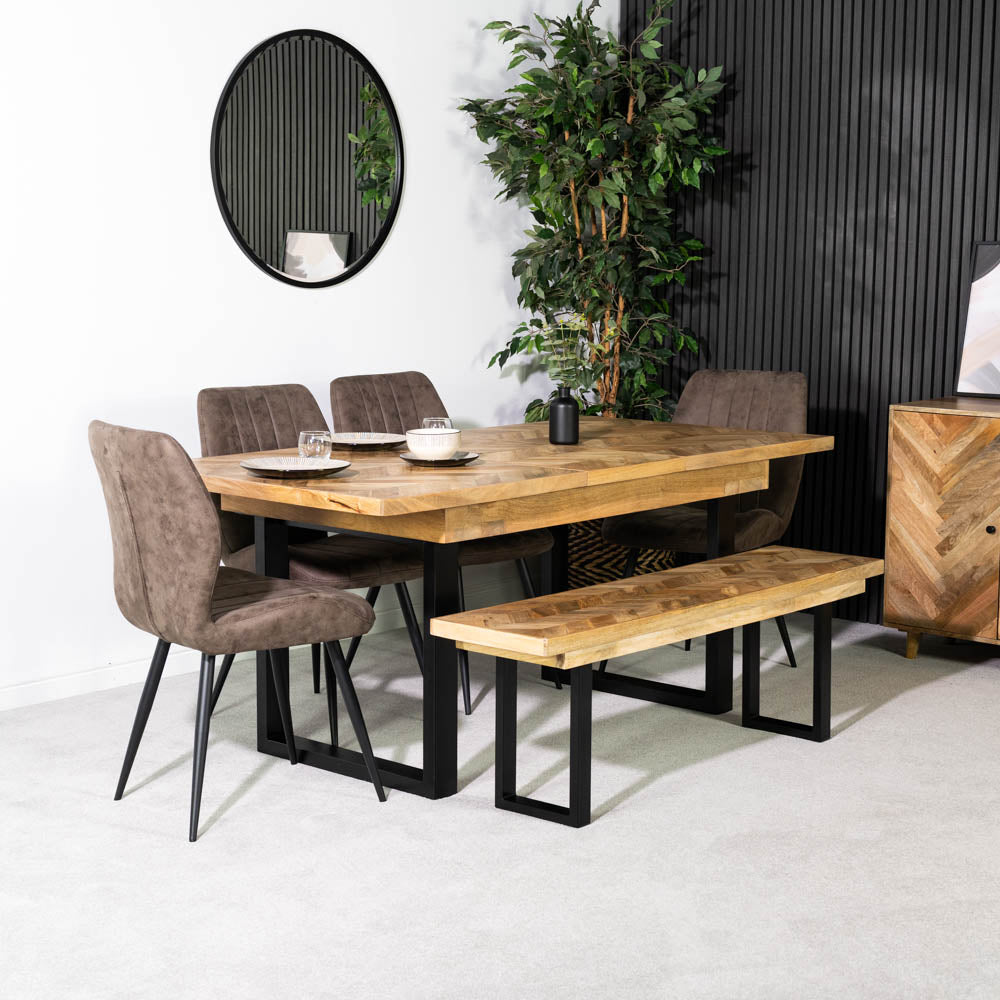 Nautilus Mango Wood Extending Dining Table & Deus Dining Chairs