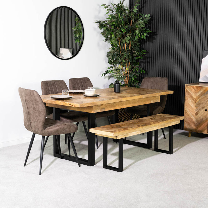 Nautilus Mango Wood Extending Dining Table & Deus Dining Chairs