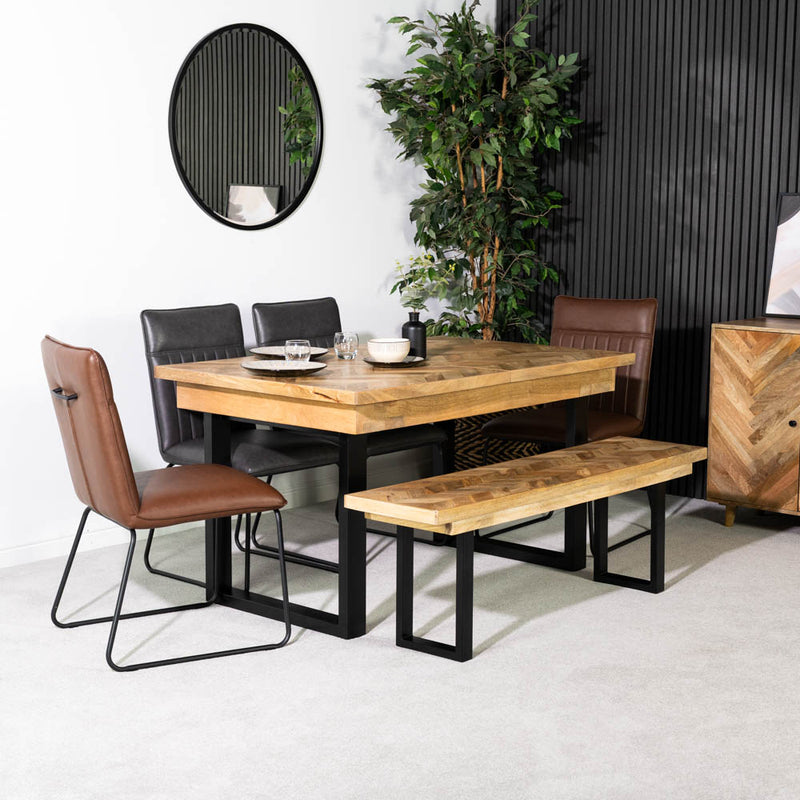Nautilus Mango Wood Extending Dining Table & Grainger Grey Dining Chairs