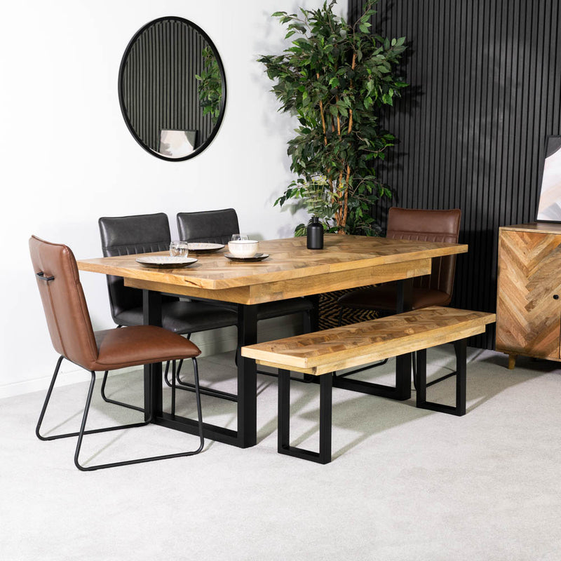 Nautilus Mango Wood Extending Dining Table & Grainger Grey Dining Chairs